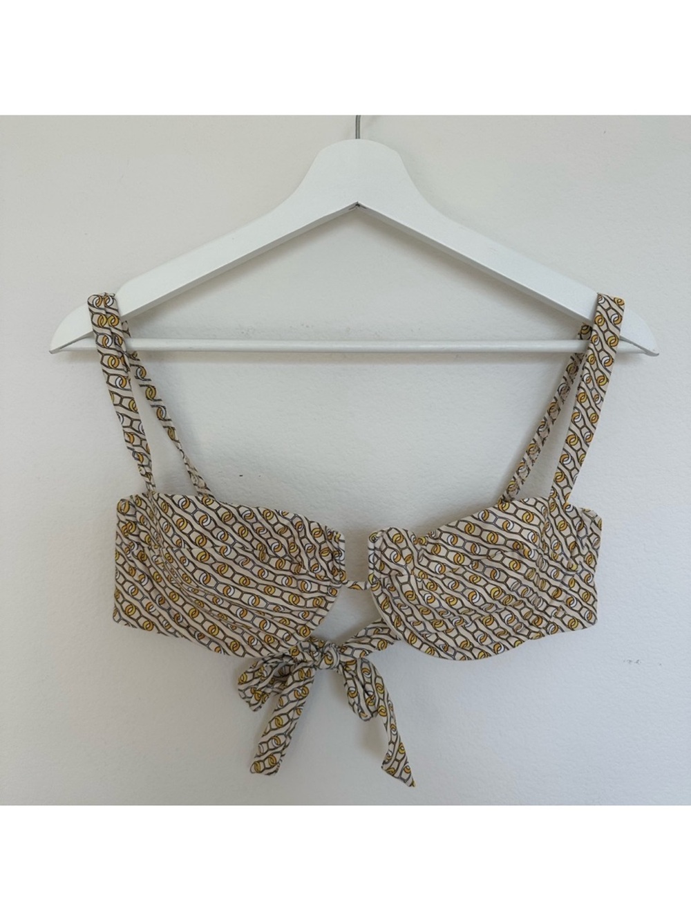 Monday Swimwear Yellow and White Patterned Bikini set with Sarong! 3 piece set! - Picture 3 of 10
